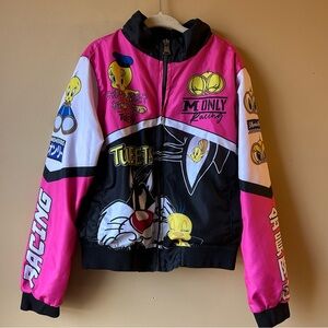 Members Only Looney Tunes Racing Windbreaker Girls Jacket Youth Size 7/8 READ